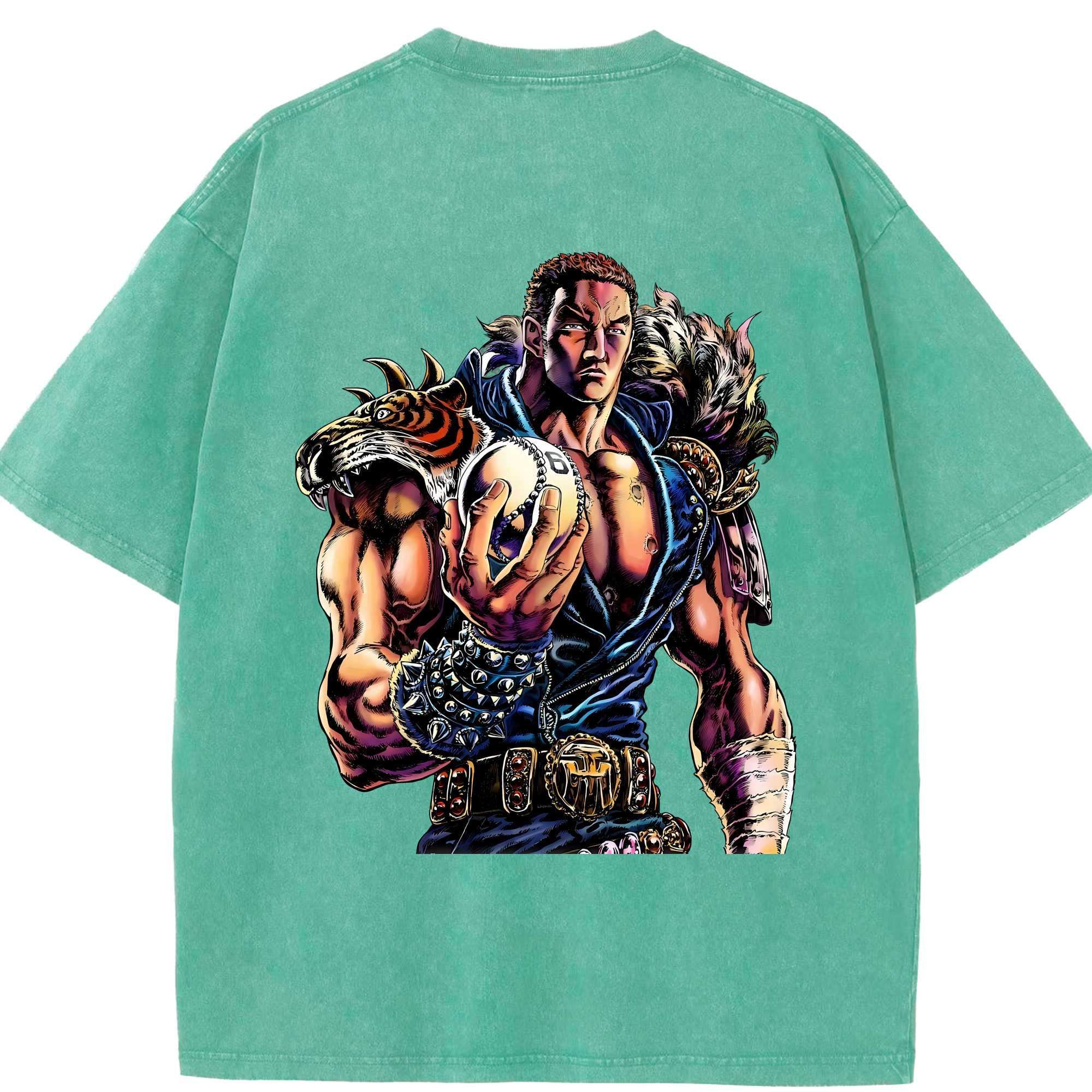 （画像用） 北斗の拳 Fist of the North Star 綿100% ヴィンテージ風 半袖Tシャツ（背面プリント）
